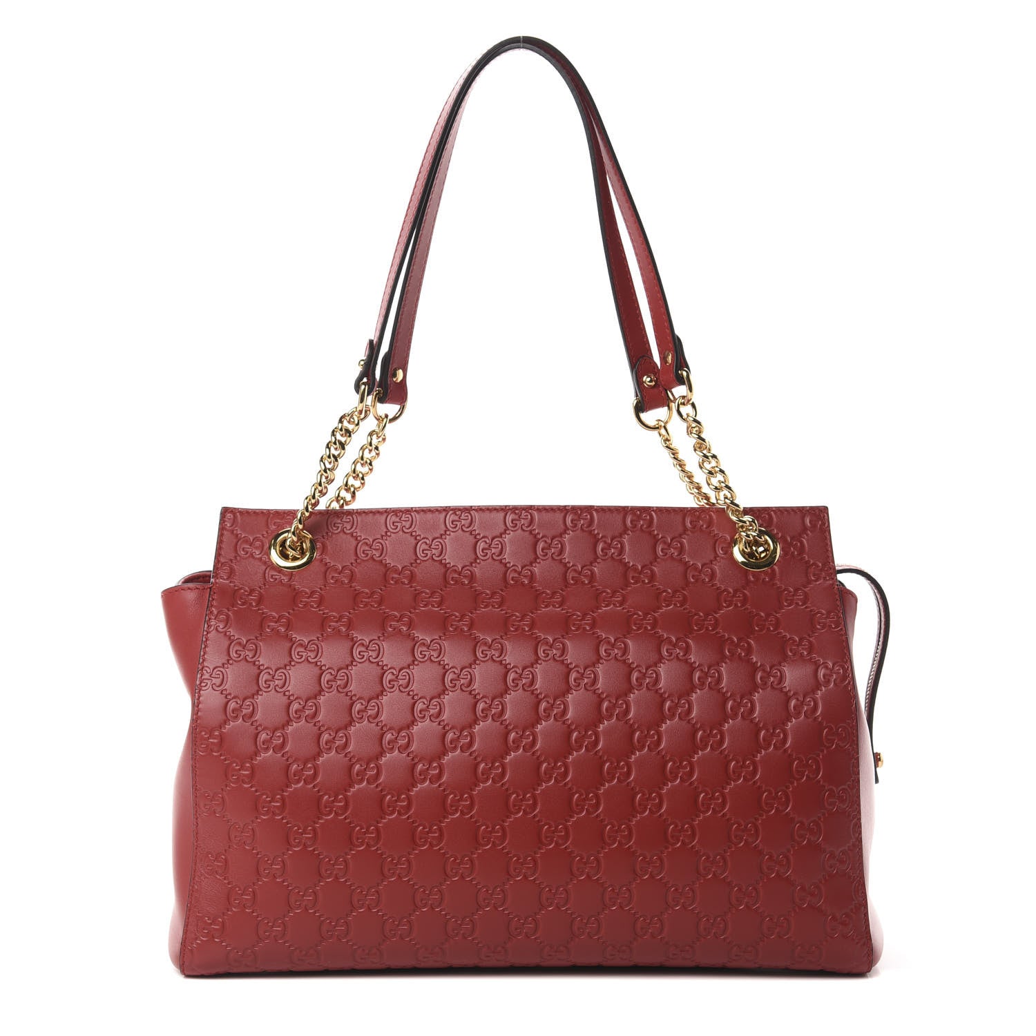 Gucci Soft Guccissima Signature Large Shoulder Tote Bag Hibiscus Red 1 of 11