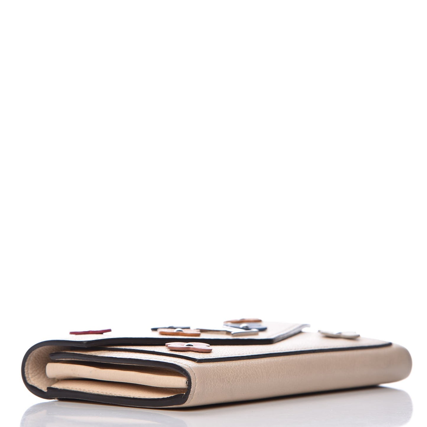Calfskin Flowers My Lockme Wallet Creme
