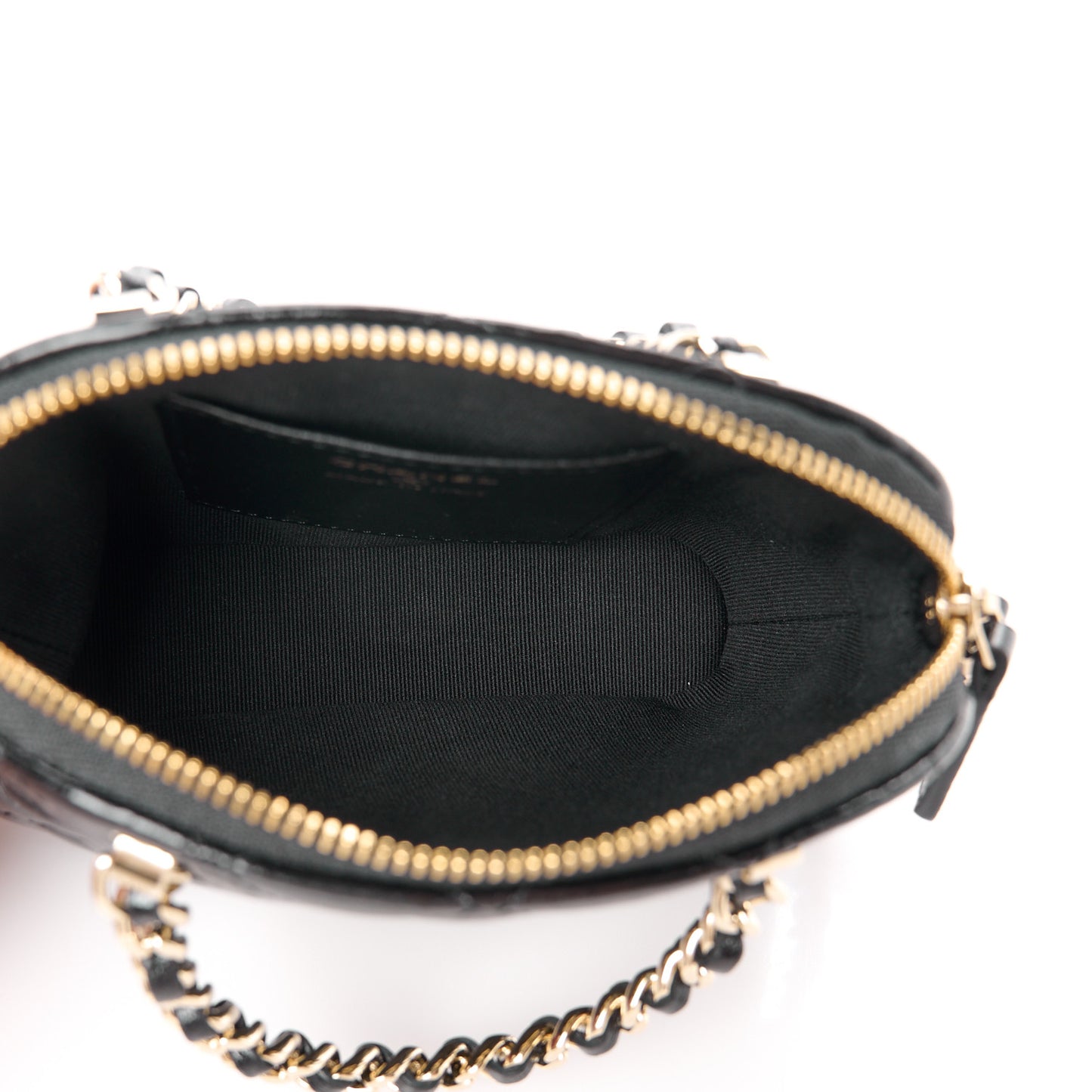 Shiny Lambskin Quilted Shiny Coco Clutch With Chain Black