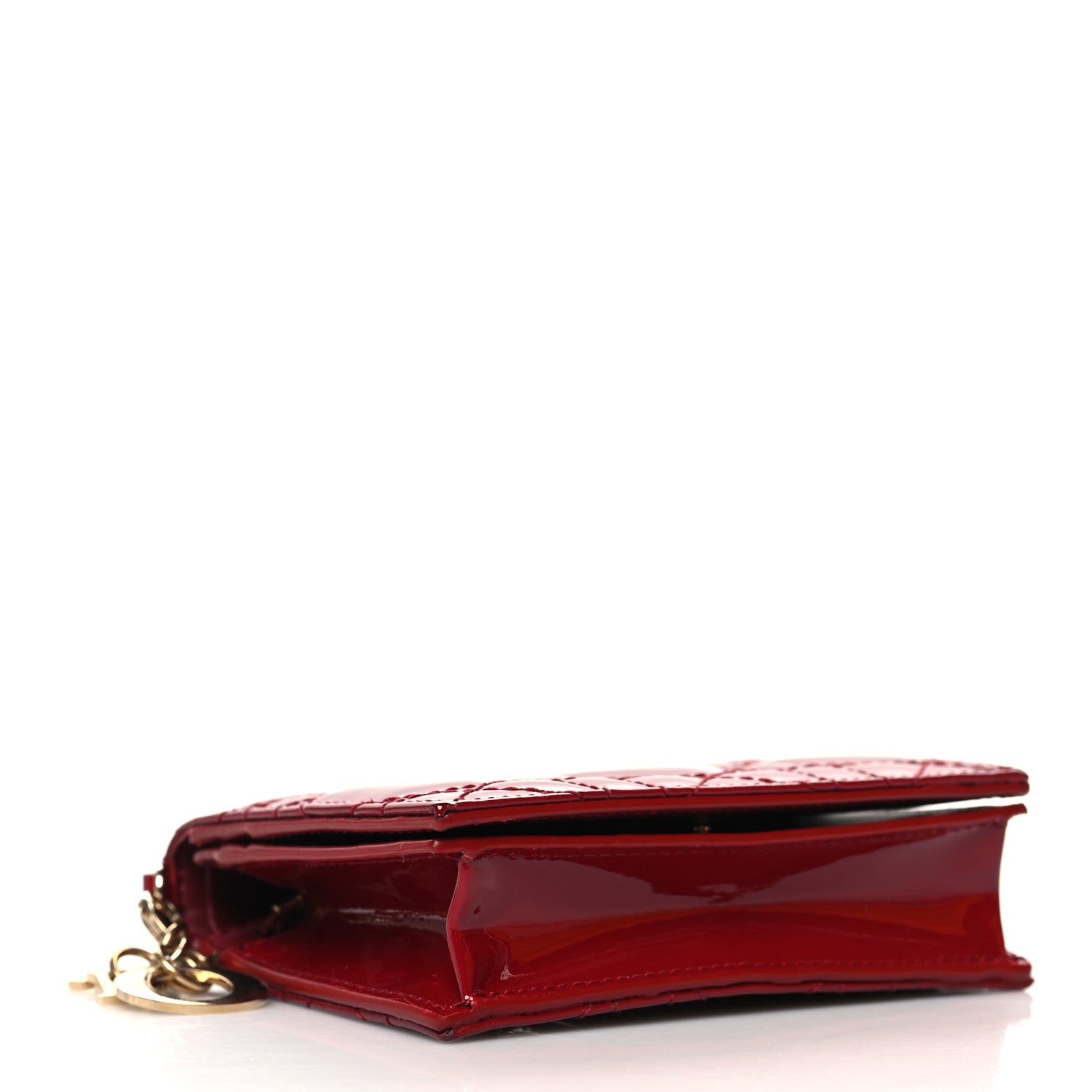 Christian Dior Patent Cannage Mini Lady Dior Wallet Cherry Red 4 of 12