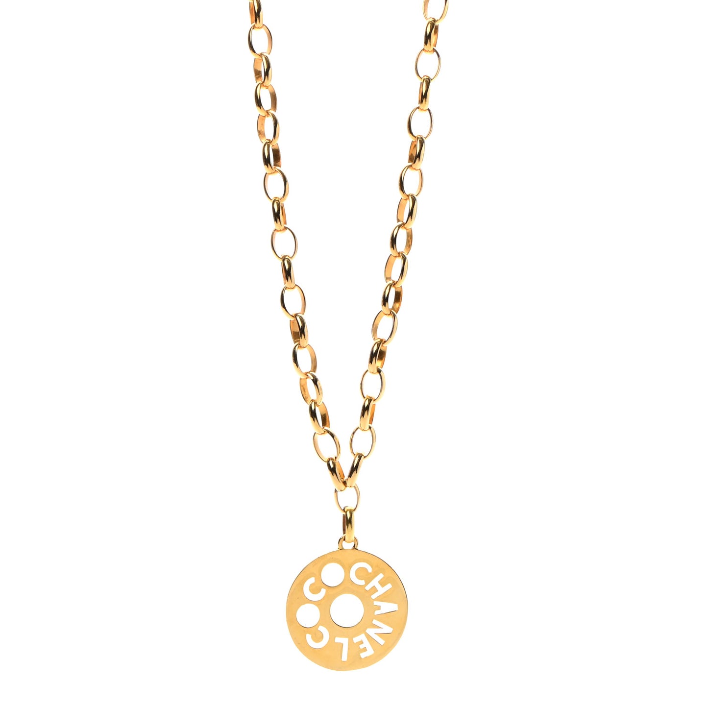Coco Chanel Logo Necklace Gold