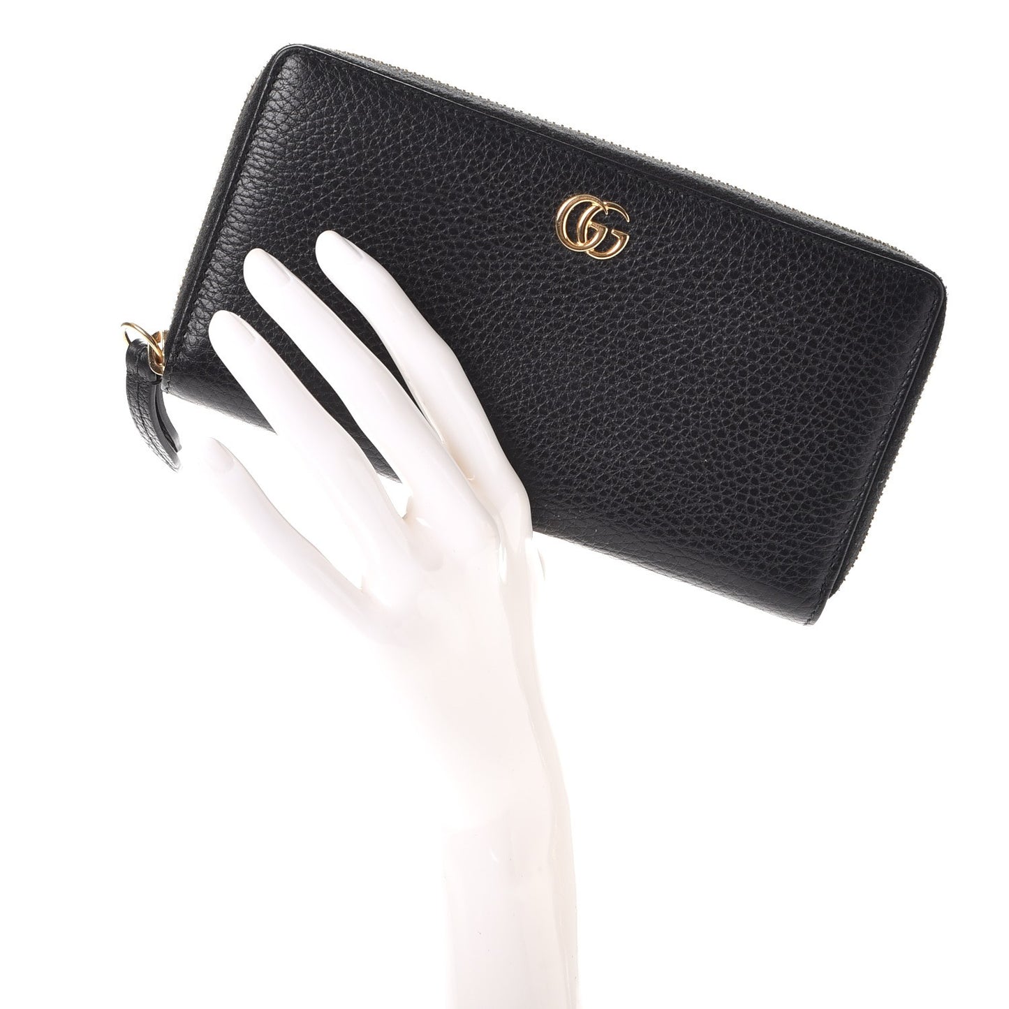 Dollar Calfskin GG Marmont Zip Around Wallet Black