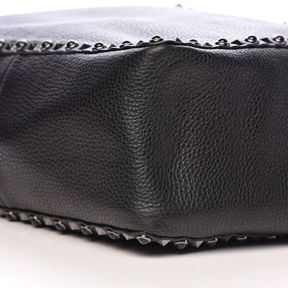 Valentino Garavani Stampa Alce Calfskin Medium Guitar Strap Rockstud Rolling Reversible Tote Black 17 of 19