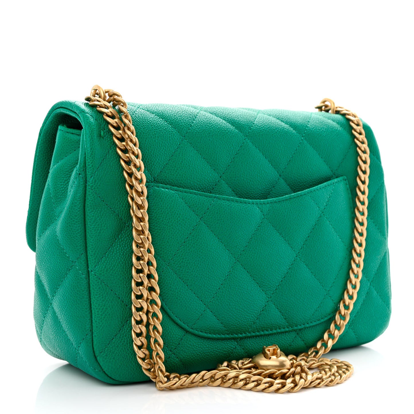 Caviar Quilted Sweetheart Flap Green