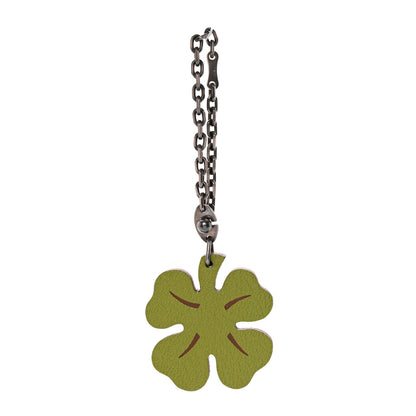 Hermes Chévre Mysore Lucky Clover Key Chain Bag Charm Vert Anis 1 of 3