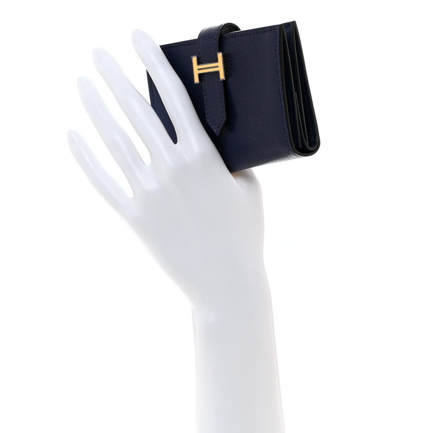 Hermes Chevre Mysore Mini Bearn Wallet Bleu Saphir 2 of 8