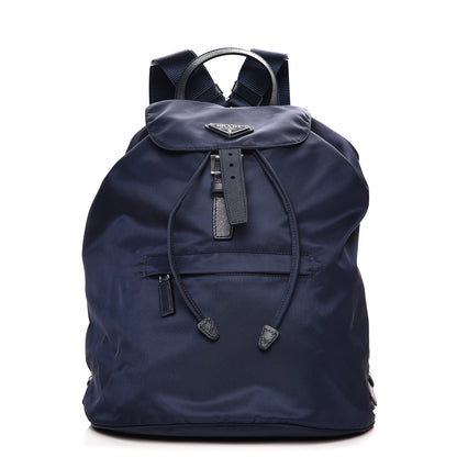 Prada Nylon Vela Saffiano Medium Cinch Backpack Baltico 1 of 7
