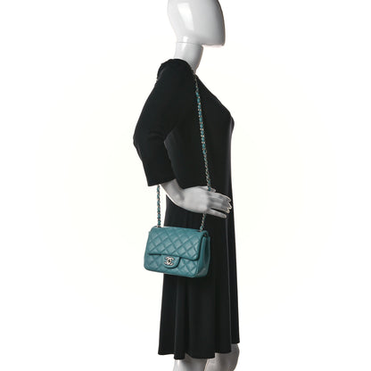Chanel Lambskin Quilted Mini Square Flap Turquoise 2 of 14