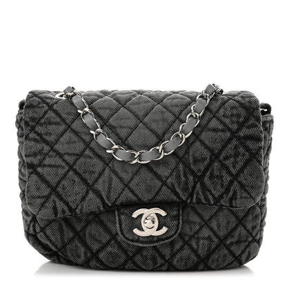 Chanel Washed Denim Quilted Small Denimpression Flap Grey Black 1 of 13
