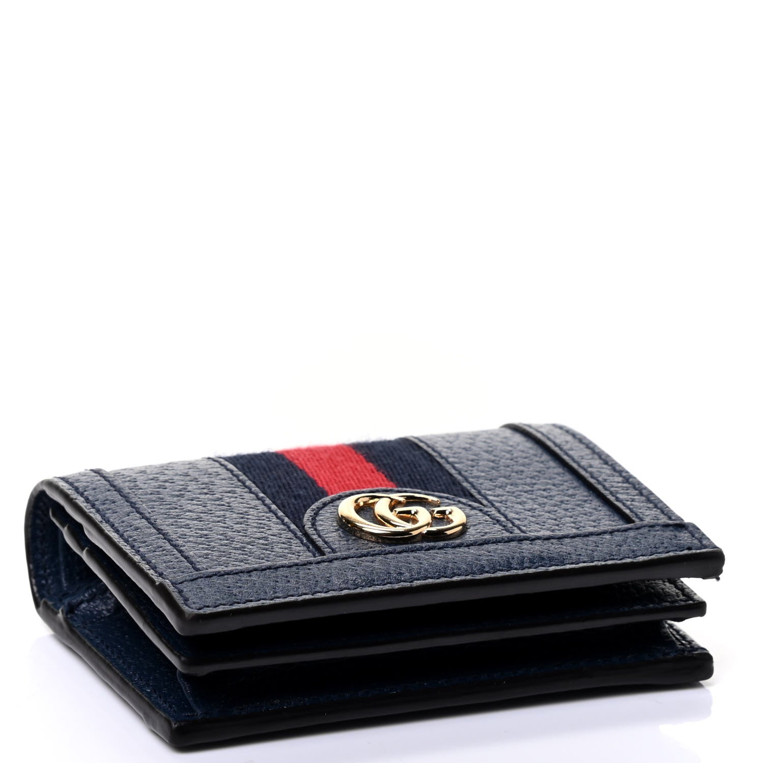 Gucci Textured Calfskin Web Ophidia Card Case Blue Agata 4 of 4