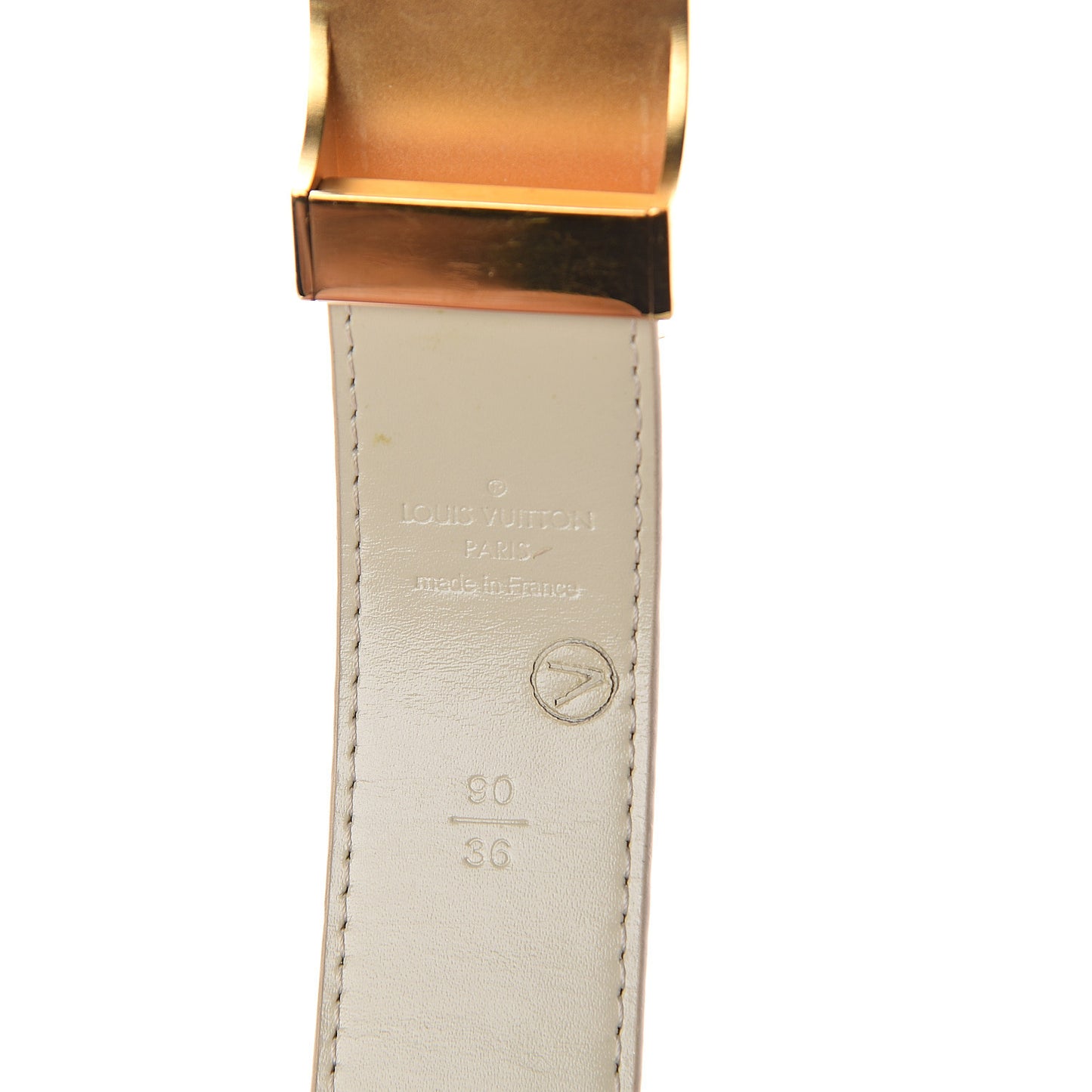 Damier Azur LV Paris Buckle Belt 90 36 Gold