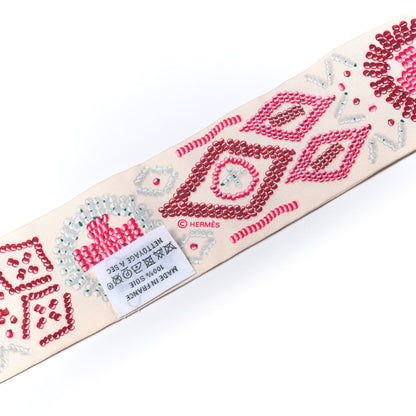 Hermes Silk Kelly En Perles Twilly Creme Framboise 3 of 4