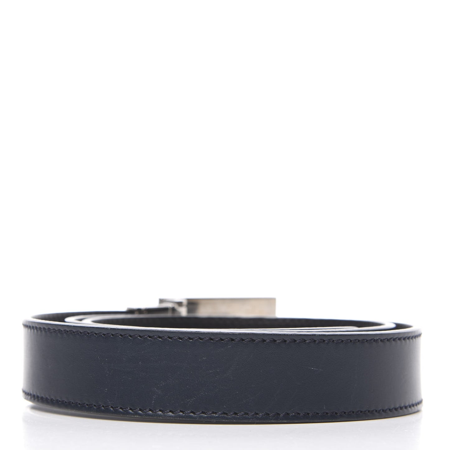 Calfskin Enamel Granite Monster Eyes Buckle Belt Black