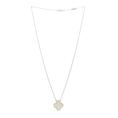 Van Cleef & Arpels 18K White Gold Mother of Pearl Vintage Alhambra Pendant Necklace 3 of 6