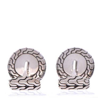 John Hardy Sterling Silver Green Jade Black Sapphire Batu Round Cufflinks 4 of 6