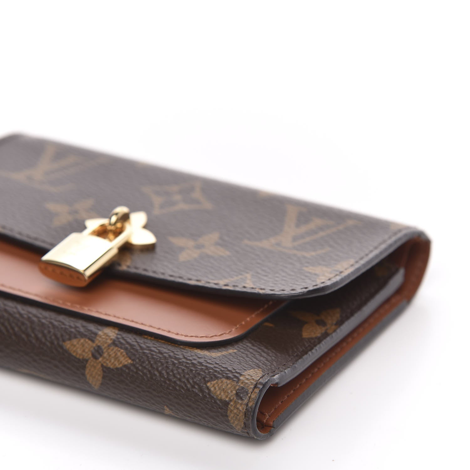 Louis Vuitton Monogram Flower Lock Compact Wallet Caramel 9 of 10