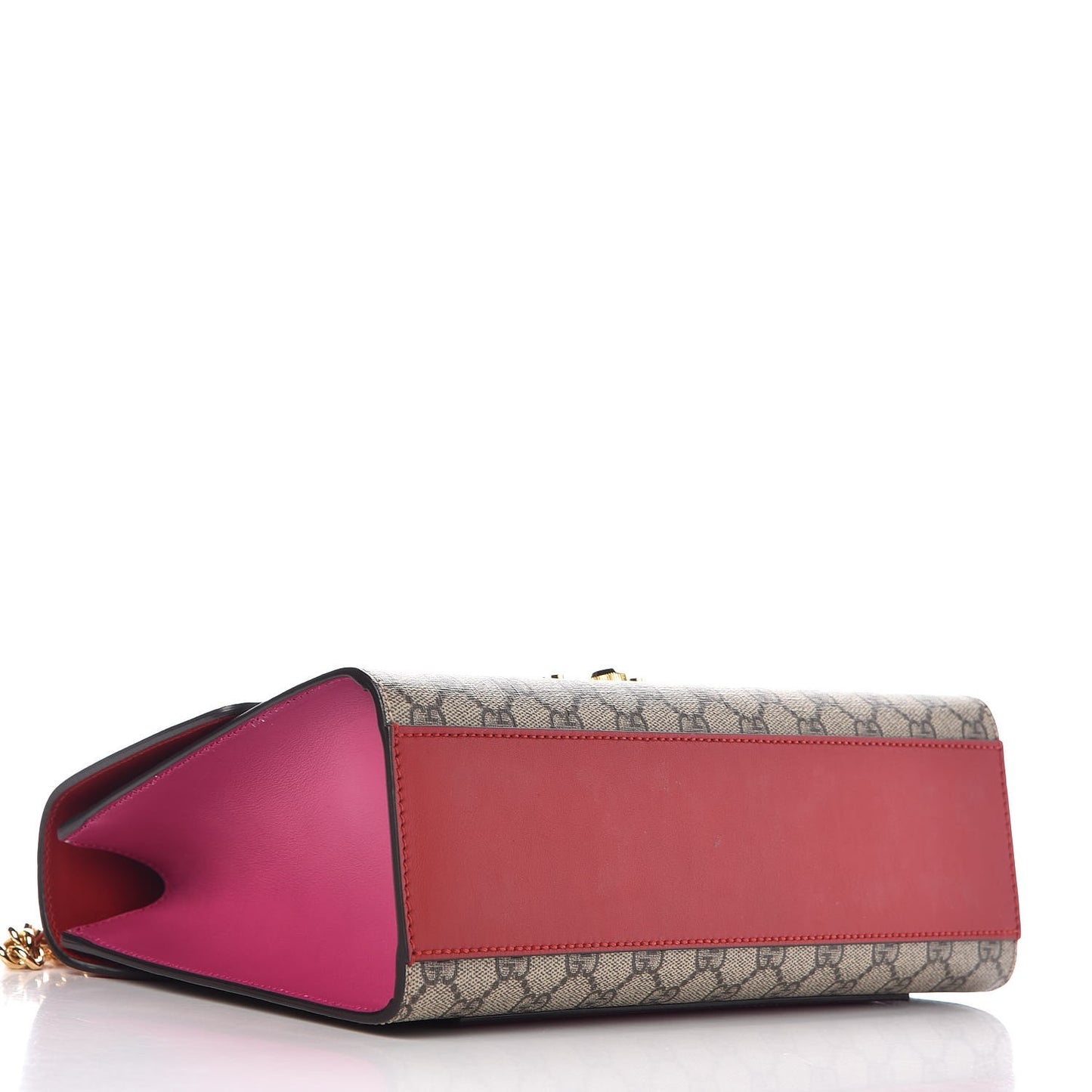 GG Supreme Monogram Calfskin Medium Padlock Shoulder Bag Beige Hibiscus Red New Rosette