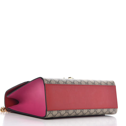Gucci GG Supreme Monogram Calfskin Medium Padlock Shoulder Bag Beige Hibiscus Red New Rosette 4 of 8