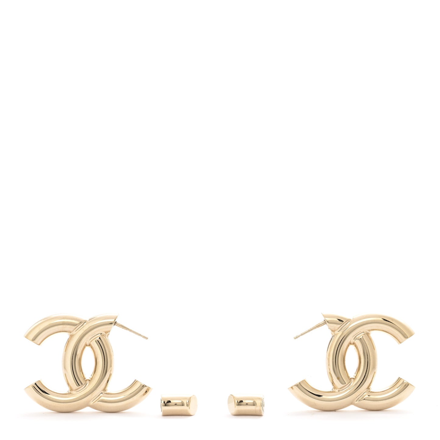 Metal Large CC Earrings Light Gold
