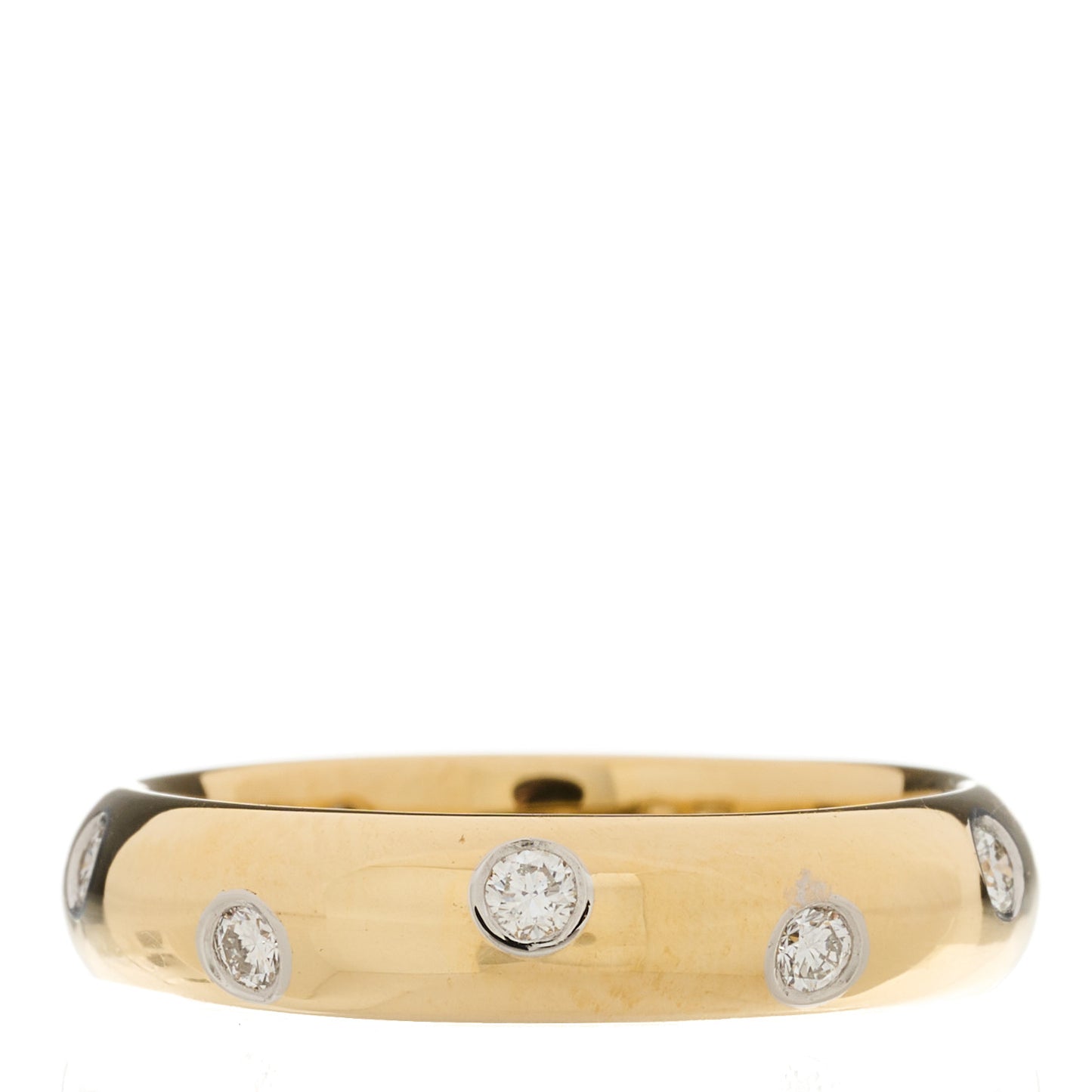 18K Yellow Gold Platinum Diamond 4mm Etoile Band Ring 50 5.25