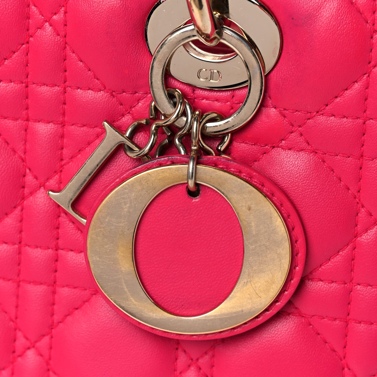 Christian Dior Lambskin Cannage Medium Lady Dior Fuchsia 10 of 13