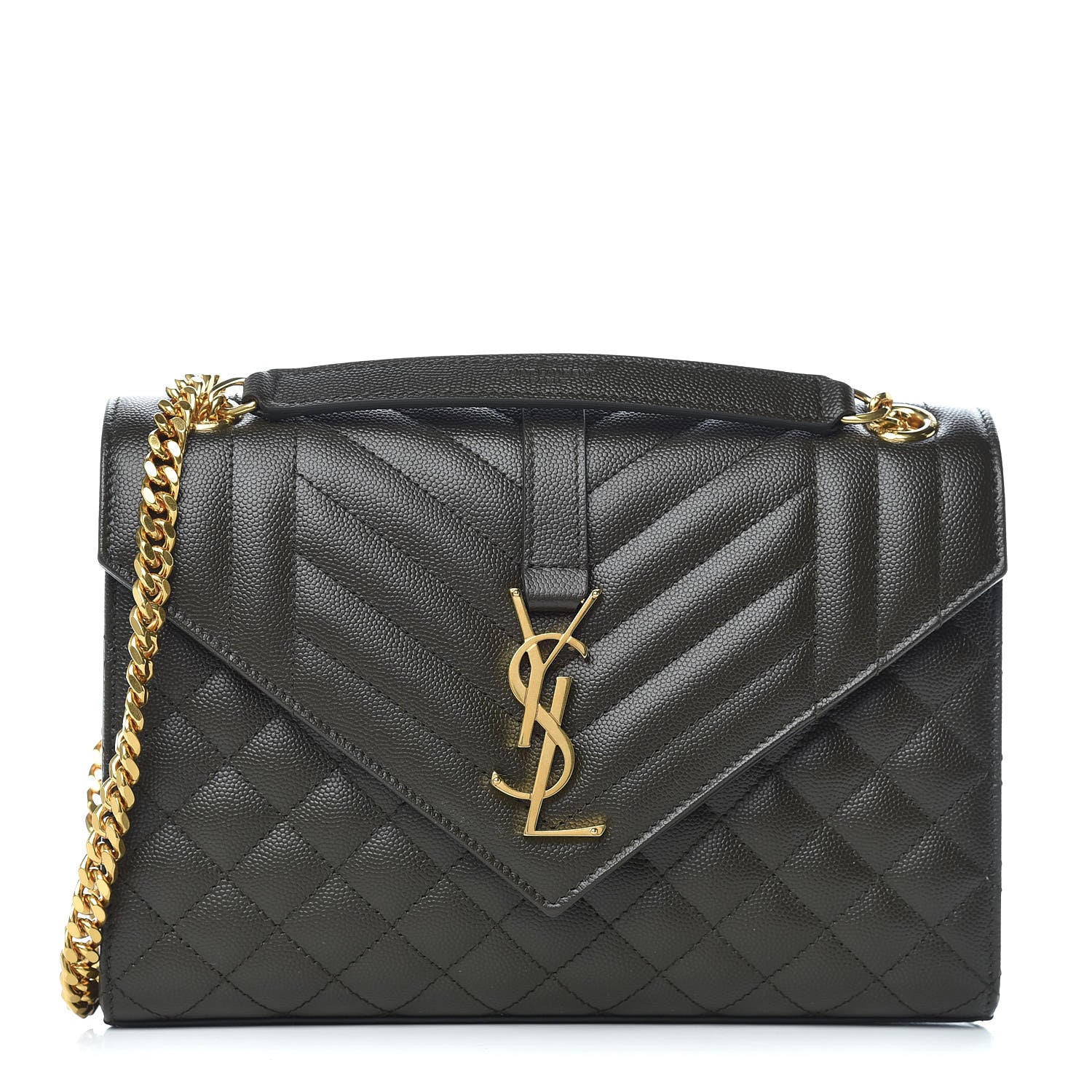 Saint Laurent Grain De Poudre Textured Mixed Matelasse Triquilt Medium Monogram Satchel Dark Tea 1 of 10