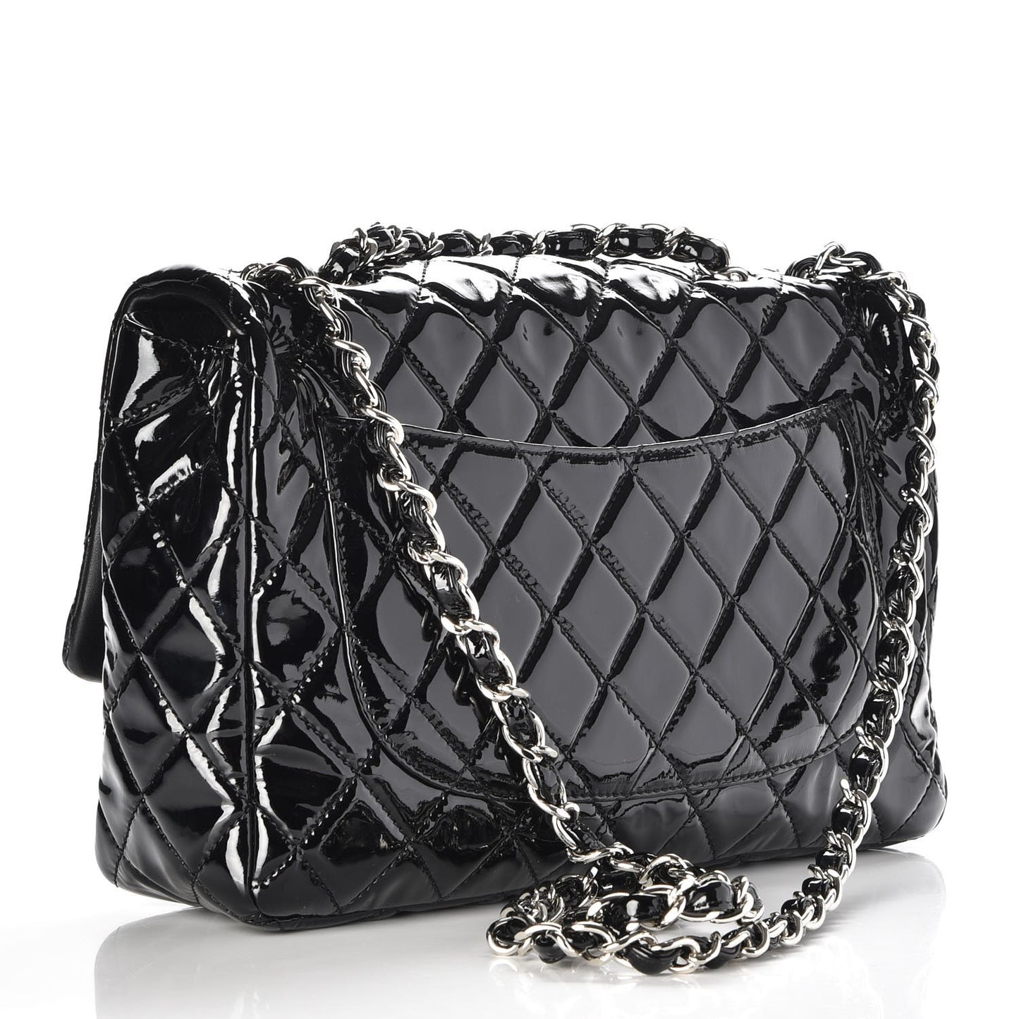 Patent Quilted Jumbo Single Flap Black