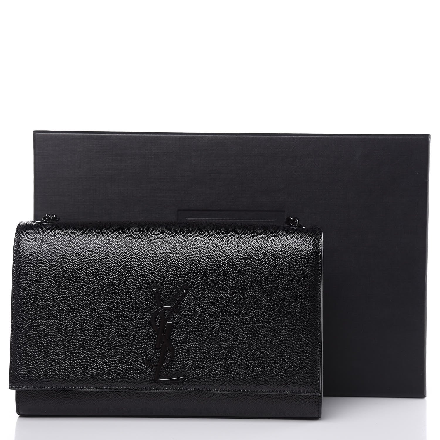 Saint Laurent Grain De Poudre Medium Classic Monogram Kate Satchel Black 10 of 10