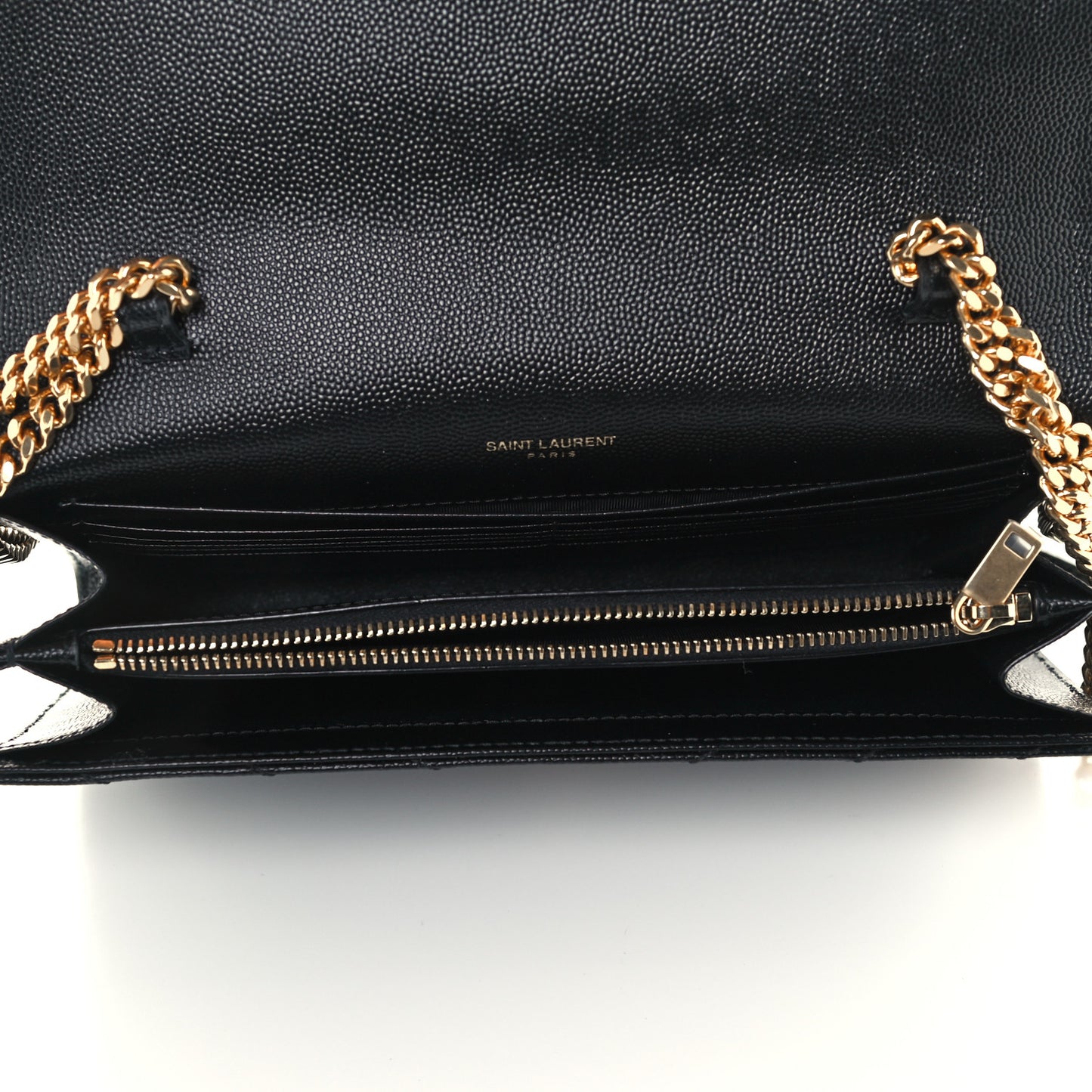 Grain De Poudre Matelasse Chevron Monogram Chain Wallet Black