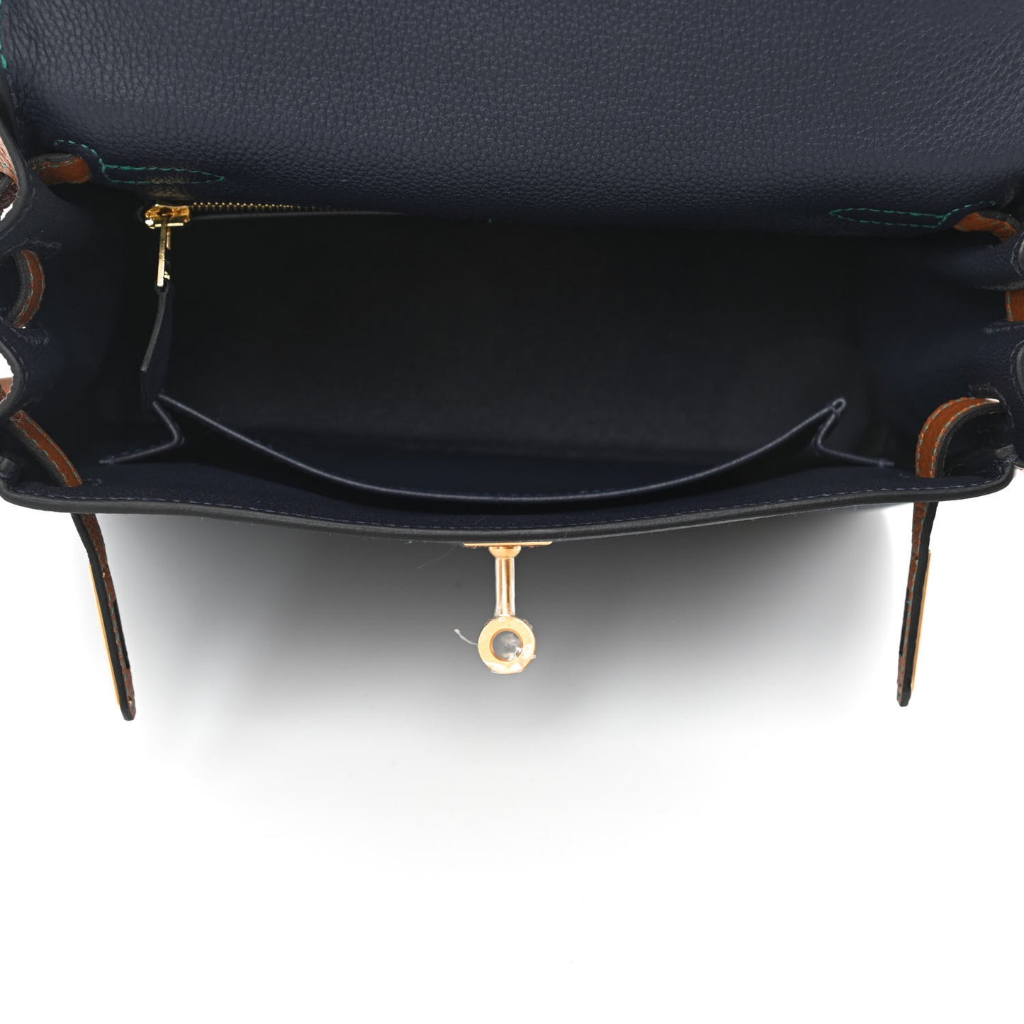 Togo Horseshoe Kelly Retourne 25 Blue Nuit Gold