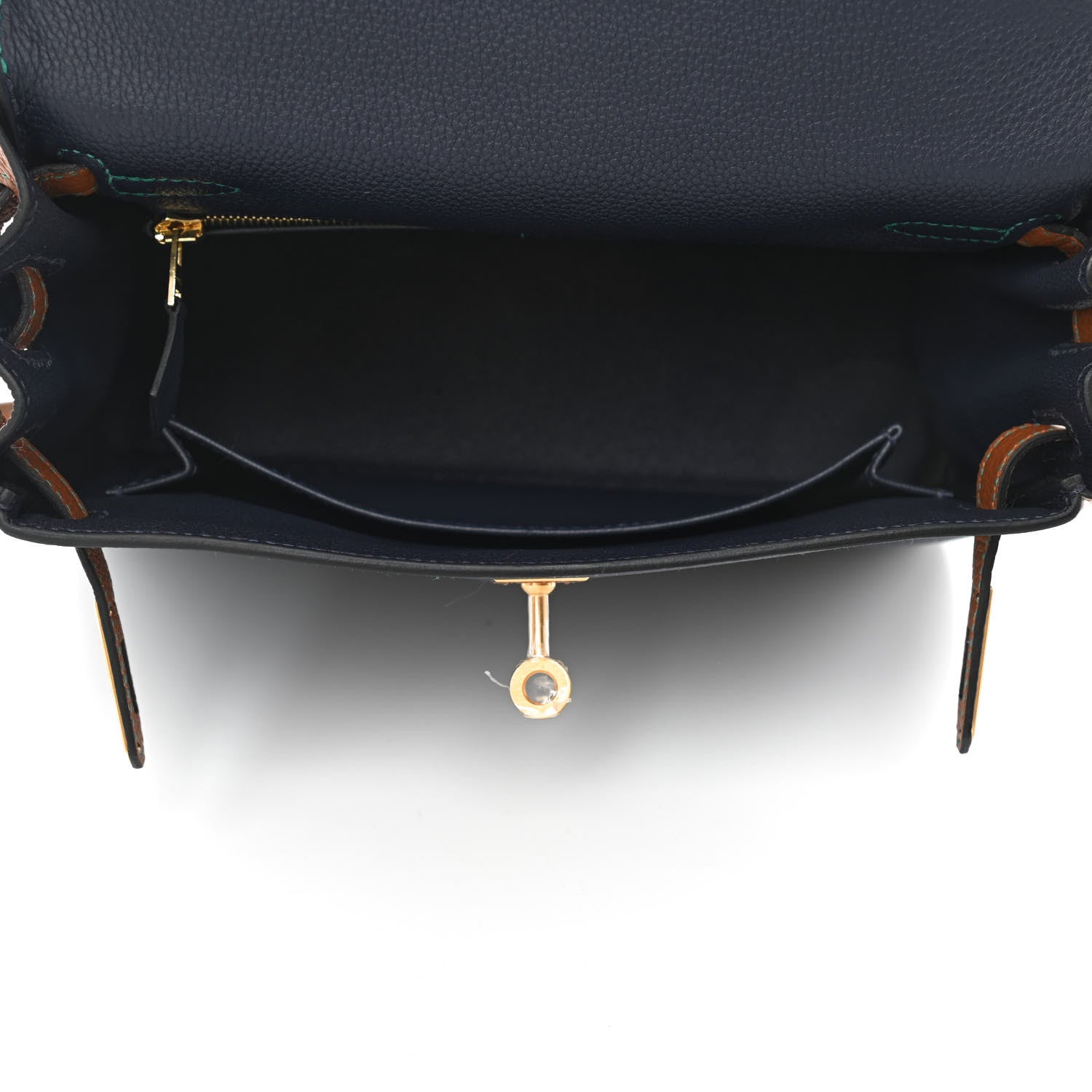 Hermes Togo Horseshoe Kelly Retourne 25 Blue Nuit Gold 5 of 11