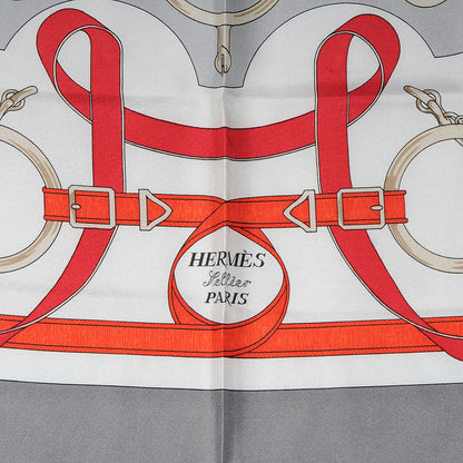 Hermes Silk Eperon D'Or Scarf 90 Grey 3 of 3