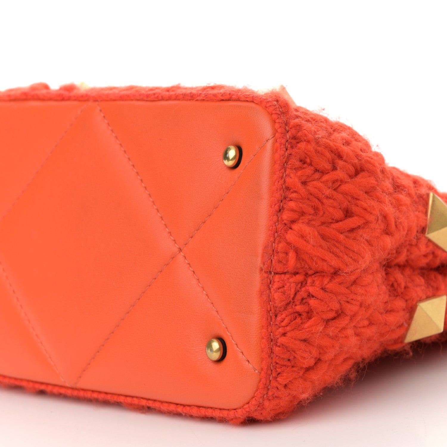 Valentino Garavani Wool Woven Small Roman Stud The Handle Bag Titian 9 of 16