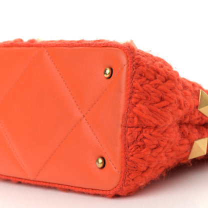 Valentino Garavani Wool Woven Small Roman Stud The Handle Bag Titian 9 of 16