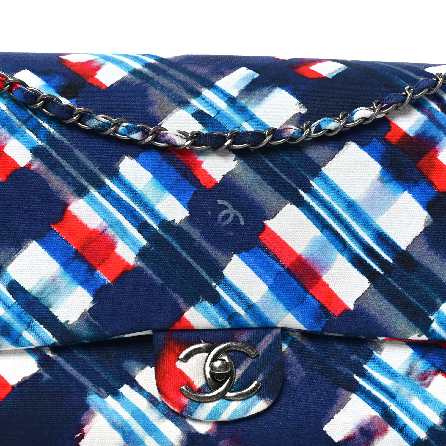 Chanel Canvas Airline Printed XXL Travel Flap Bag Blue Red White 8 of 10