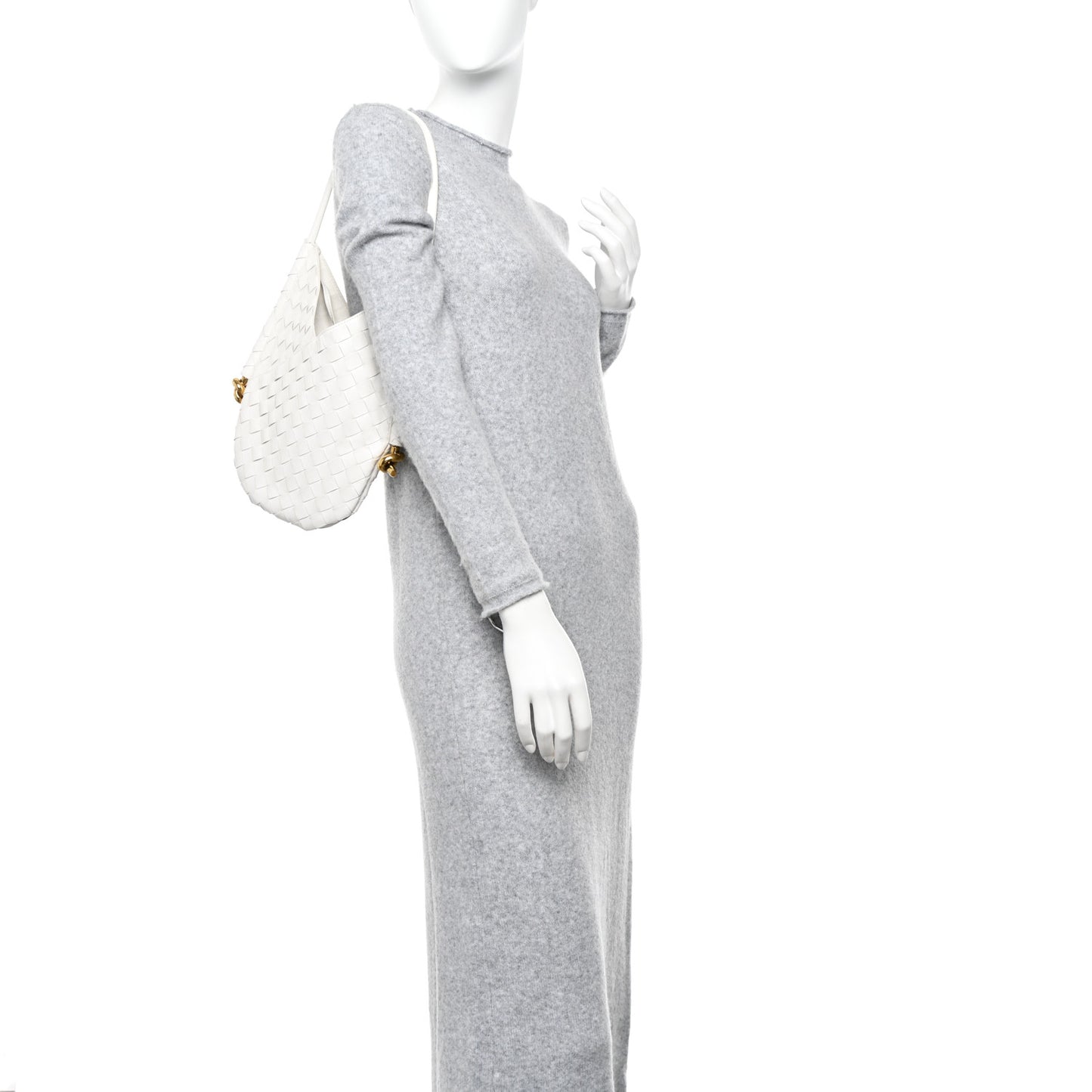 Nappa Intrecciato Small Solstice Hobo White