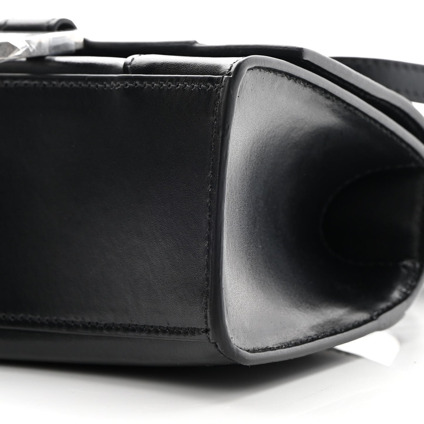 Shiny Box Calfskin Hourglass Top Handle Bag XS Black
