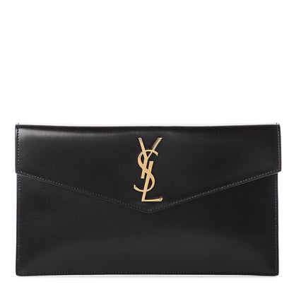 Saint Laurent Smooth Shiny Calfskin Monogram Uptown Pouch Black 1 of 6