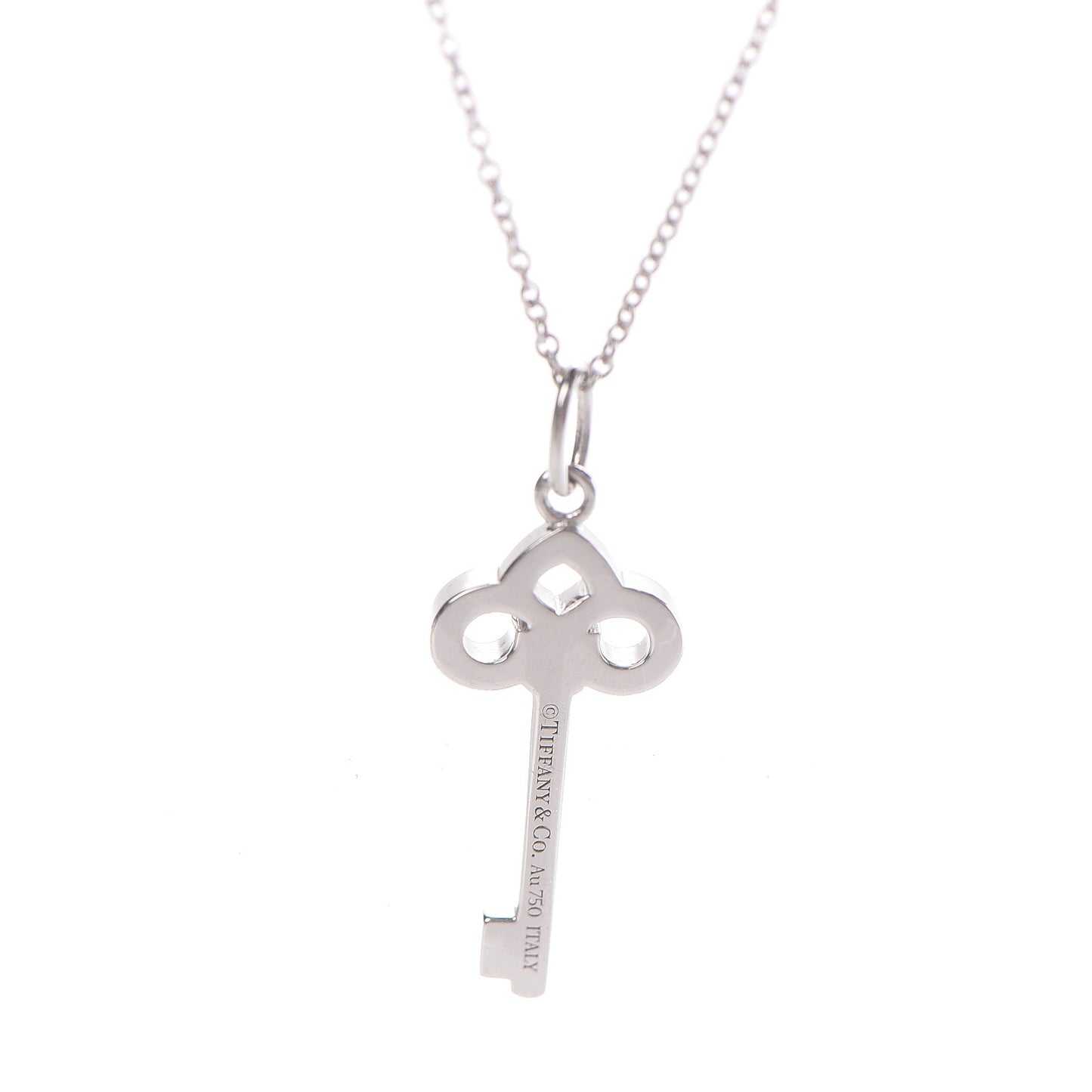 18K White Gold Diamond Mini Fleur De Lis Key Pendant