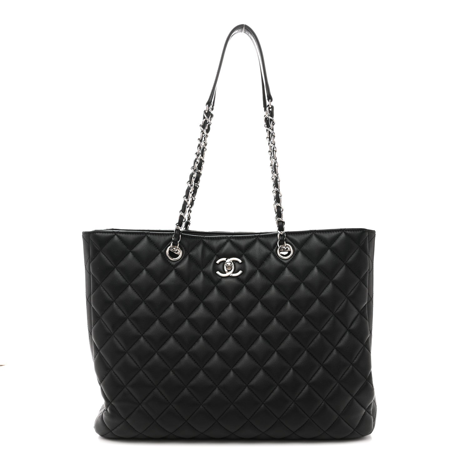 Chanel Calfskin Quilted Large CC Shopping Tote Black 1 of 12