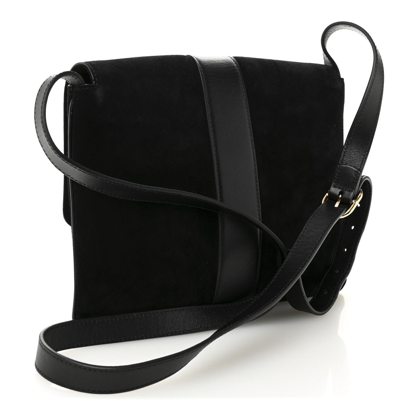 Suede Medium Arli Flap Shoulder Bag Black