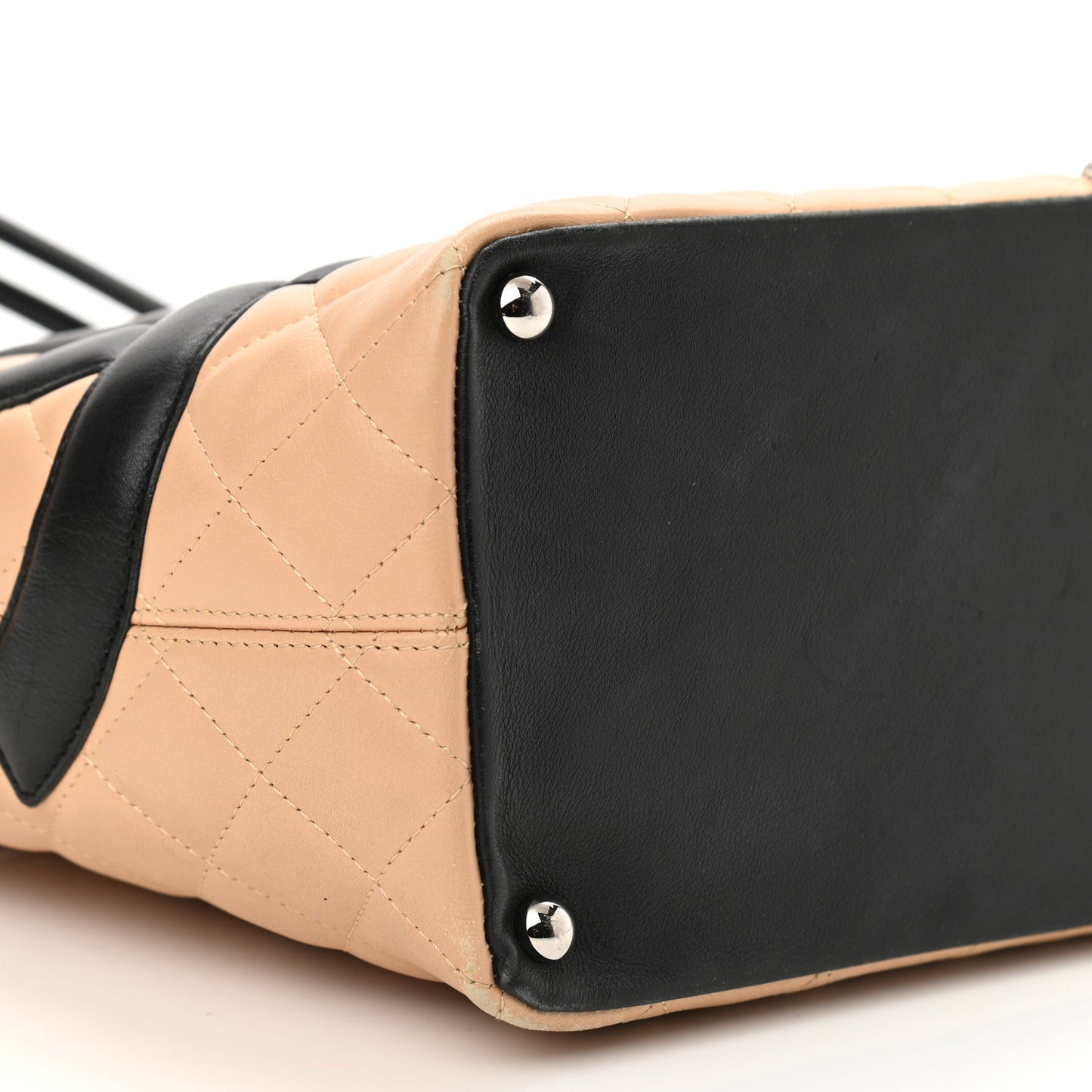 Calfskin Quilted Medium Cambon Tote Beige Black
