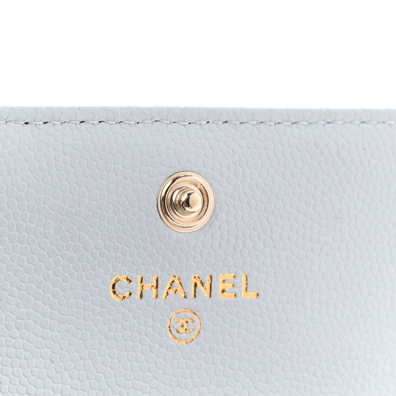 Chanel Caviar Quilted Crystal CC Flap Card Holder Light Blue 6 of 7