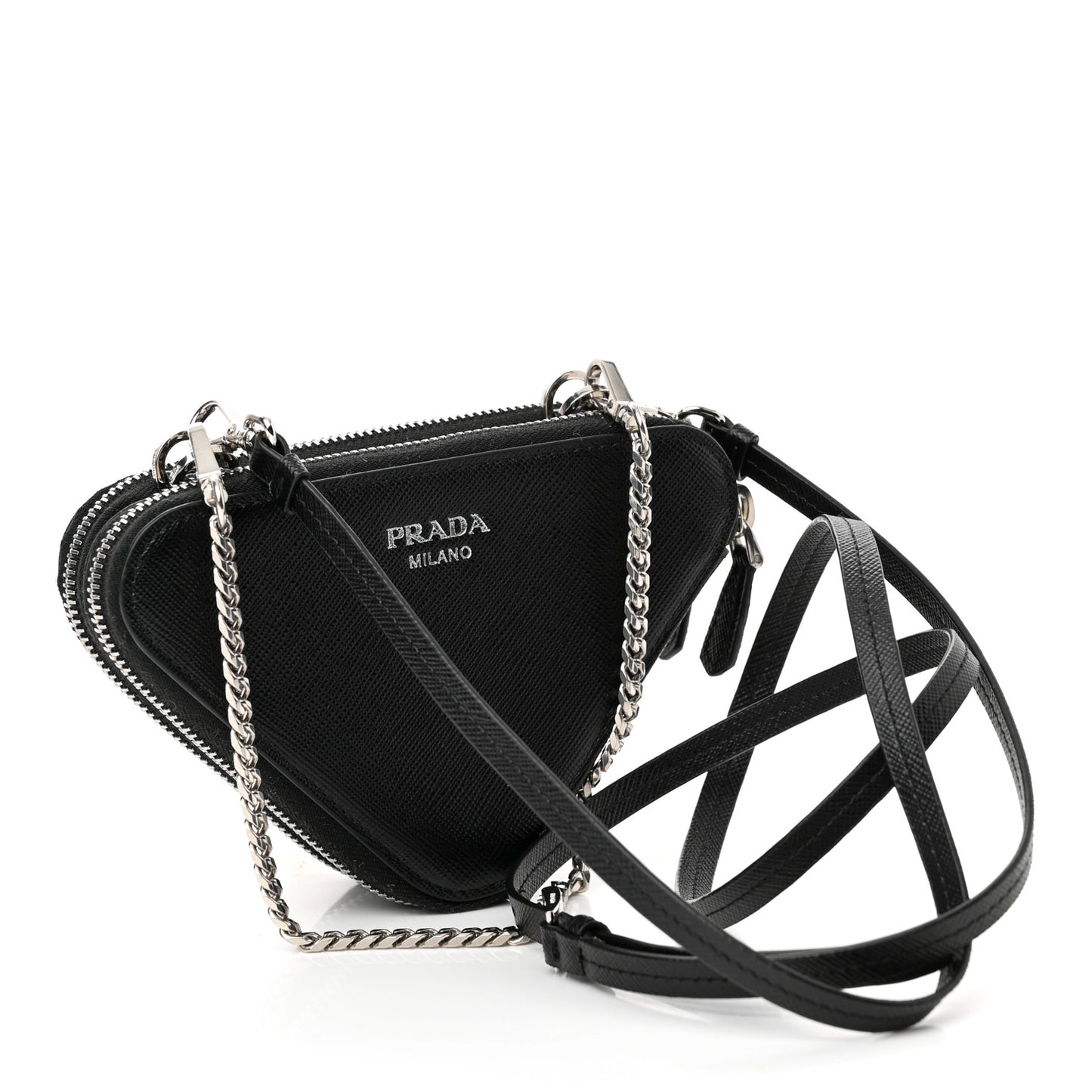 Saffiano Mini Triangle Crossbody Pouch Black
