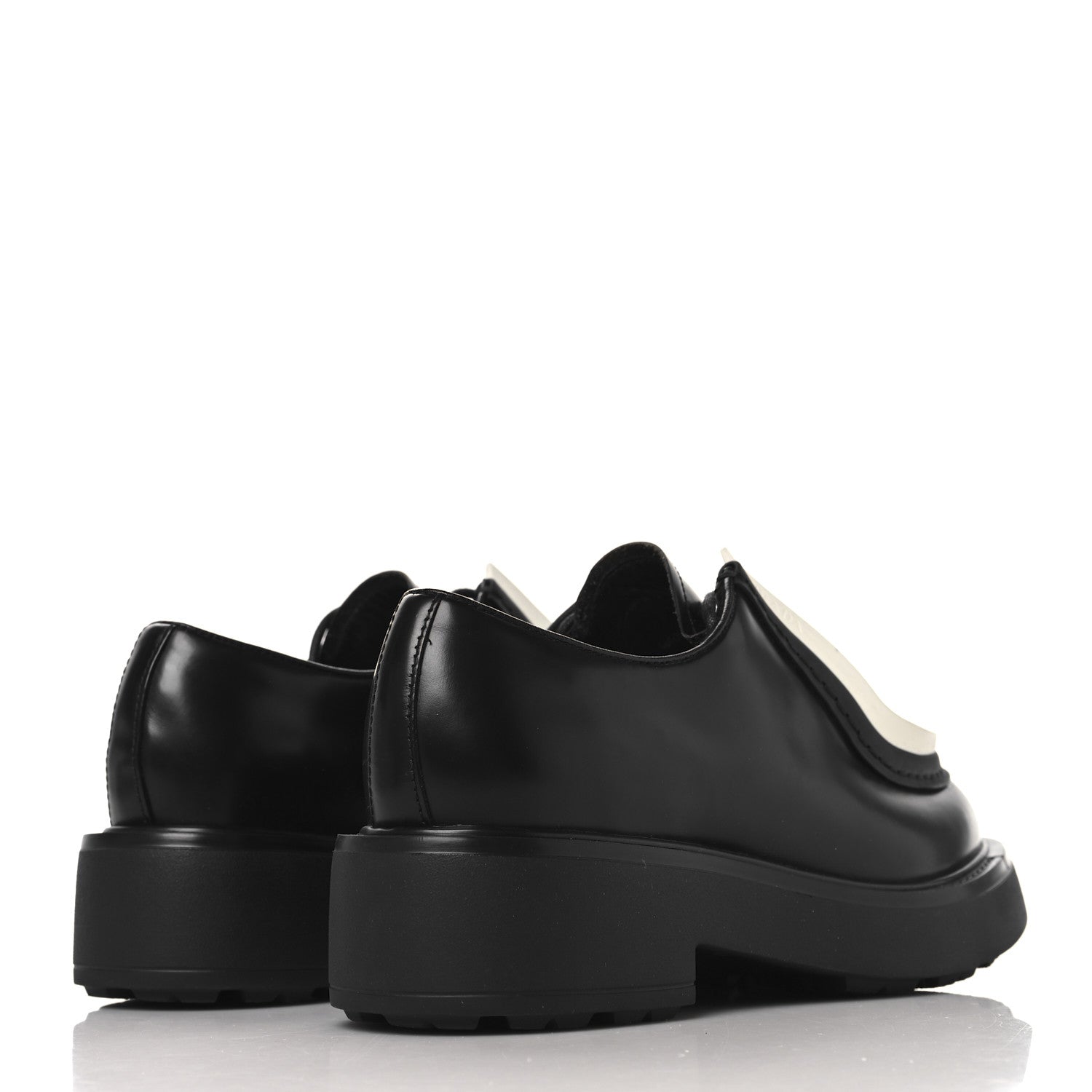 Prada Spazzolato Rois Monolith 55mm Derby Loafers 37.5 Black White 5 of 9