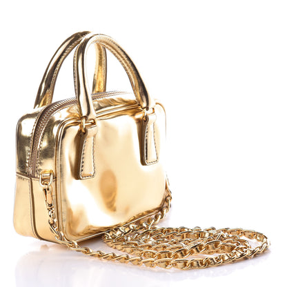 Prada Metallic Vitello Mini Top Handle Crossbody Bag Platino 3 of 11