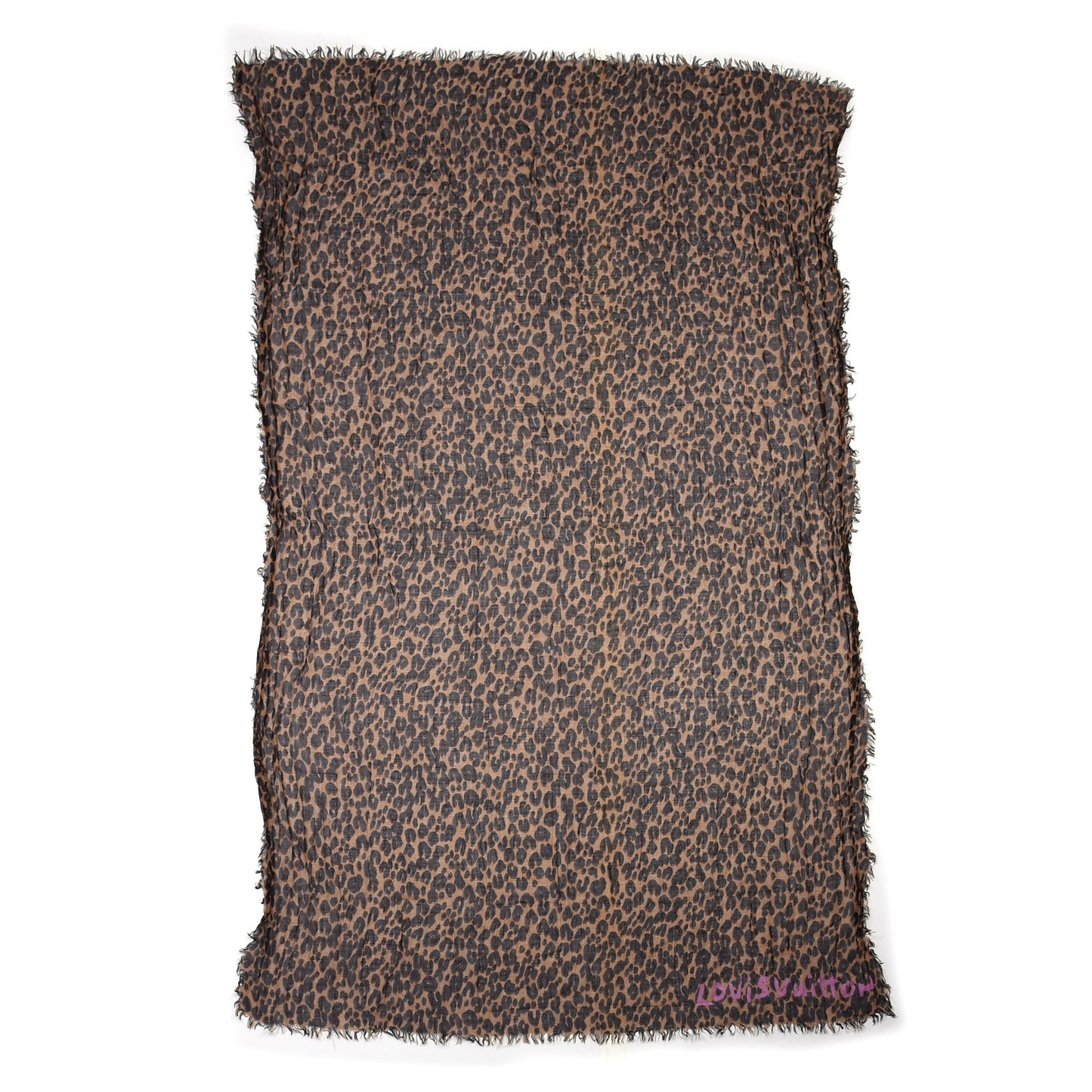 Cashmere Silk Leopard Etole Stole Marron