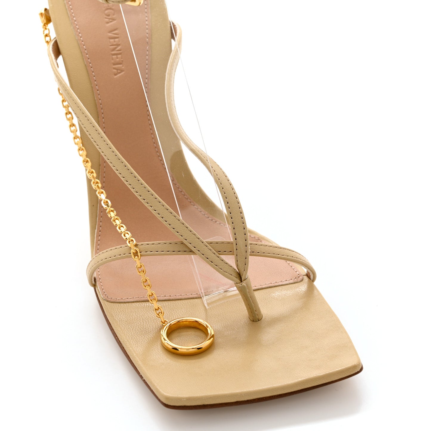 Lambskin Stretch Multi Strap 90mm Sandals 40 Cane Sugar