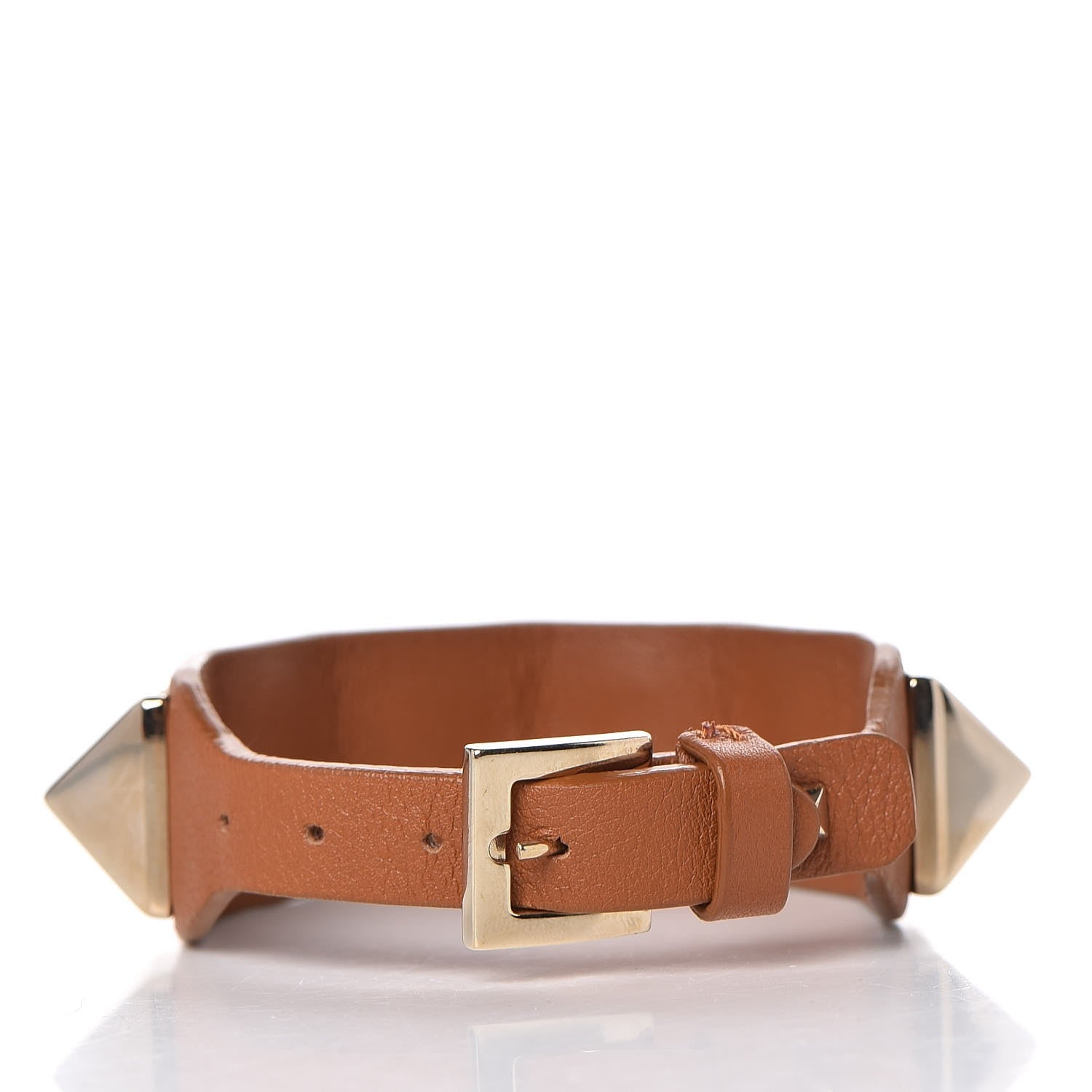 Valentino Garavani Calfskin Macro Rockstud Bracelet Camel 3 of 4