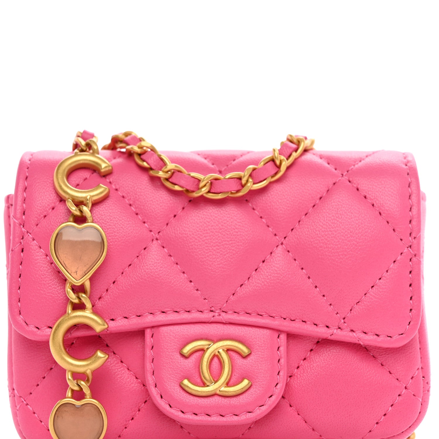 Chanel Lambskin Enamel Quilted Mini Chain Belt Bag Pink 8 of 10
